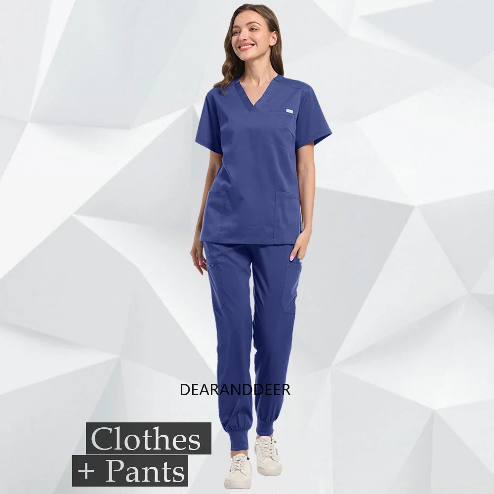 High-quality wrinkle-resistant premium fabric nurse medical hospital beauty salon spa workwear surgical gown washable matte set