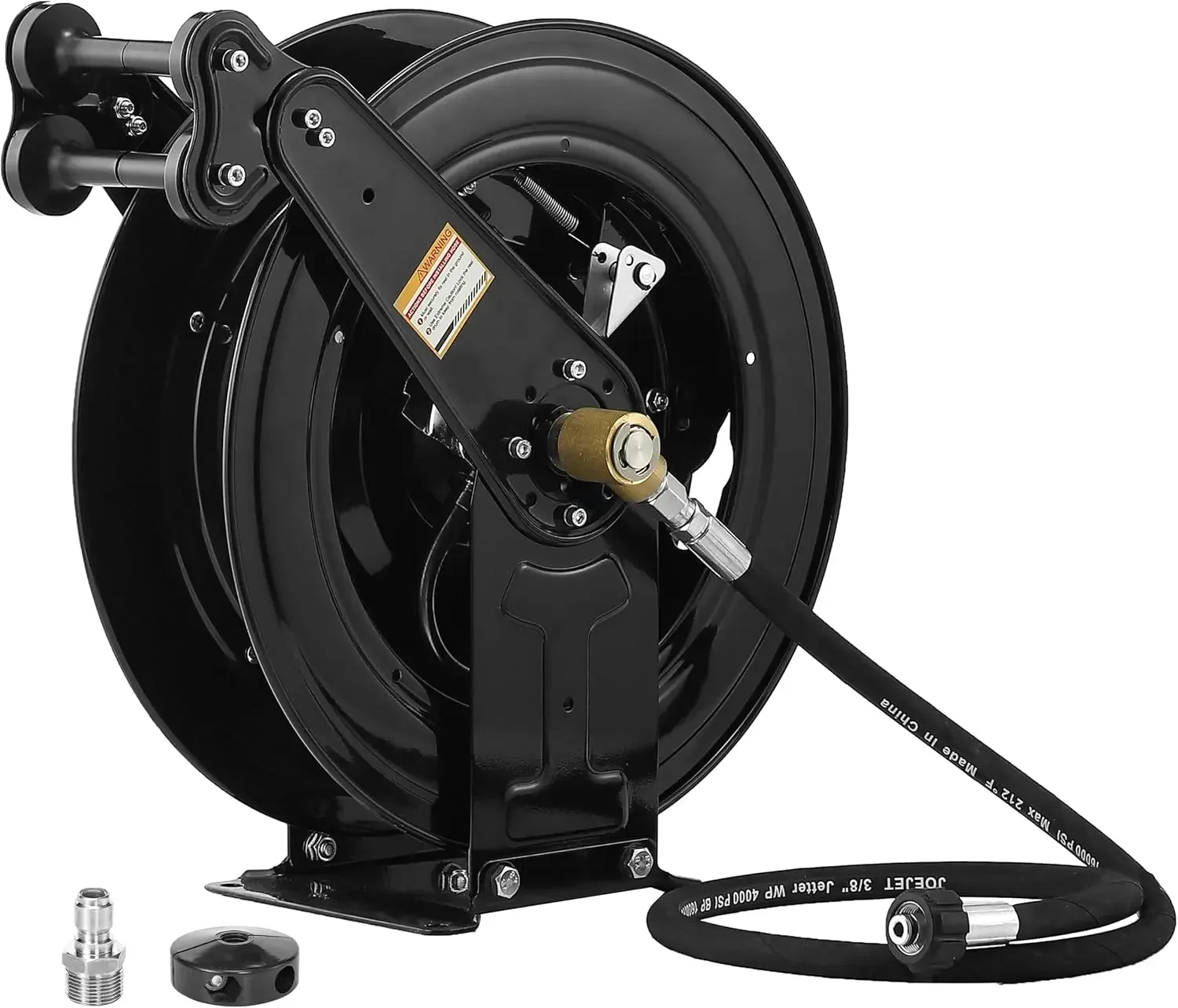 

Auto-Retractable Pressure Washer Hose Reel, 50FT x 3/8" Heavy Duty Steel Power Washer Hose Reel Dual Arm, 4000 PSI