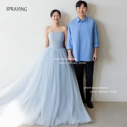 SPRAYING 피로연드레스 Simple Tulle Wedding Shooting Dresses Strapless A-line Elegant Sweep Korea Train Bridal Gown Customized 2025