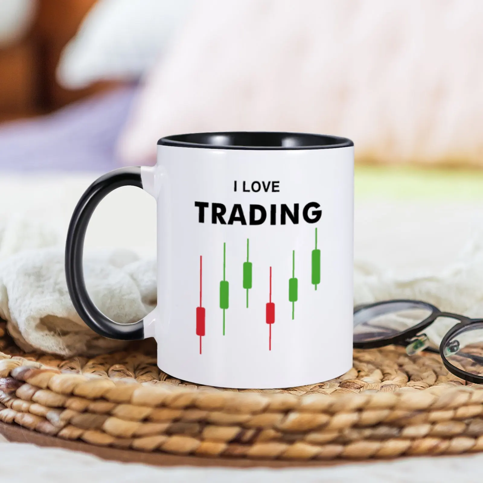 Funny Traders Ceramics Mug I Love Trading Coffee Mugs Perfect Gift for Stocks Foreign Exchange Market Traders 11oz Tea Water Cup