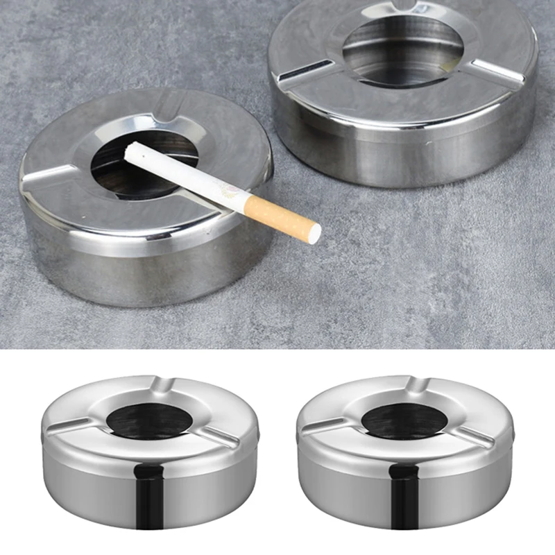 

Stainless Steel Ashtray for Cigarette Home Office Hotel Tray Desktop Ornament Gift for Smoker