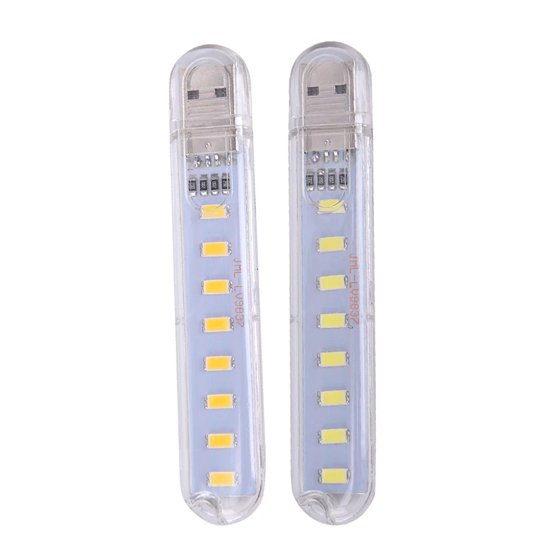 1 pz Mini LED portatile universale 5V alimentato tramite USB 8 LED illuminazione Computer Power Bank lampada luce notturna calda/bianca