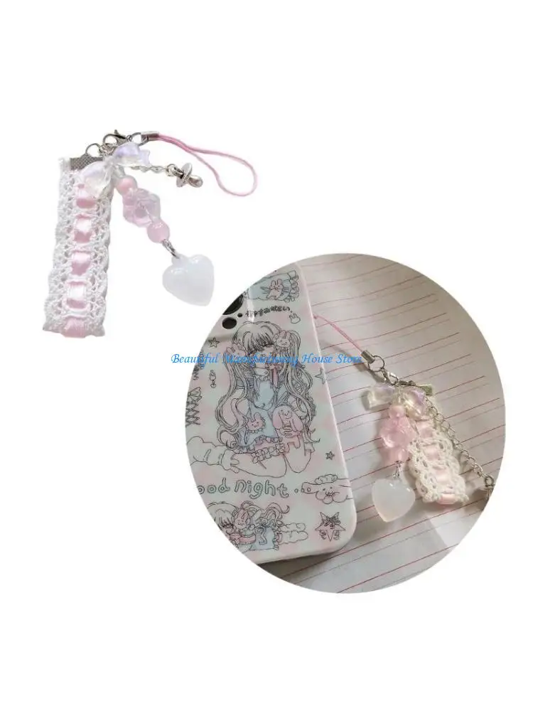 

E56A Lace Ribbon Keychain Pendant Strap Lanyard Keyrings Women Girls Accessories