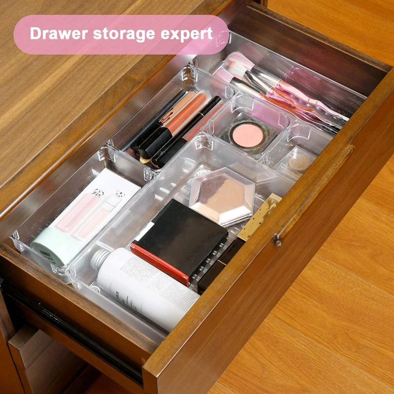 21 Pcs Drawer Storage System Multi-Size Drawer Manager Transparent Makeup Storage Drawer For Office Computer Desktop