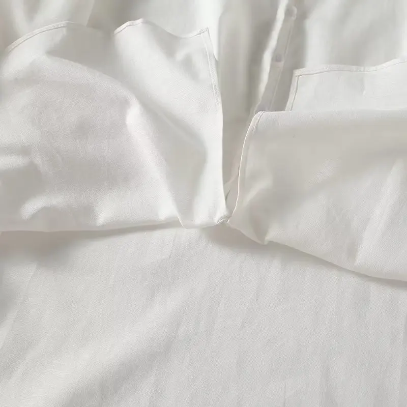 Jenny&Dave Fashion Elegant Ladies Summer Shirt Women Loose Japanese Style Simple Stand Collar Cotton Linen Casual Blouse