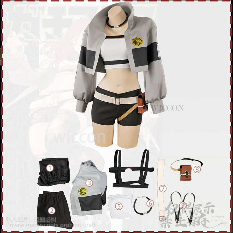 Nowy Anime GACHIAKUTA Cosplay Riyo Kostium Punk Modna Krótka Kurtka Szorty Y2K Mundurek Jirai Kei Dziewczęce Peruki Torba Personalizowana