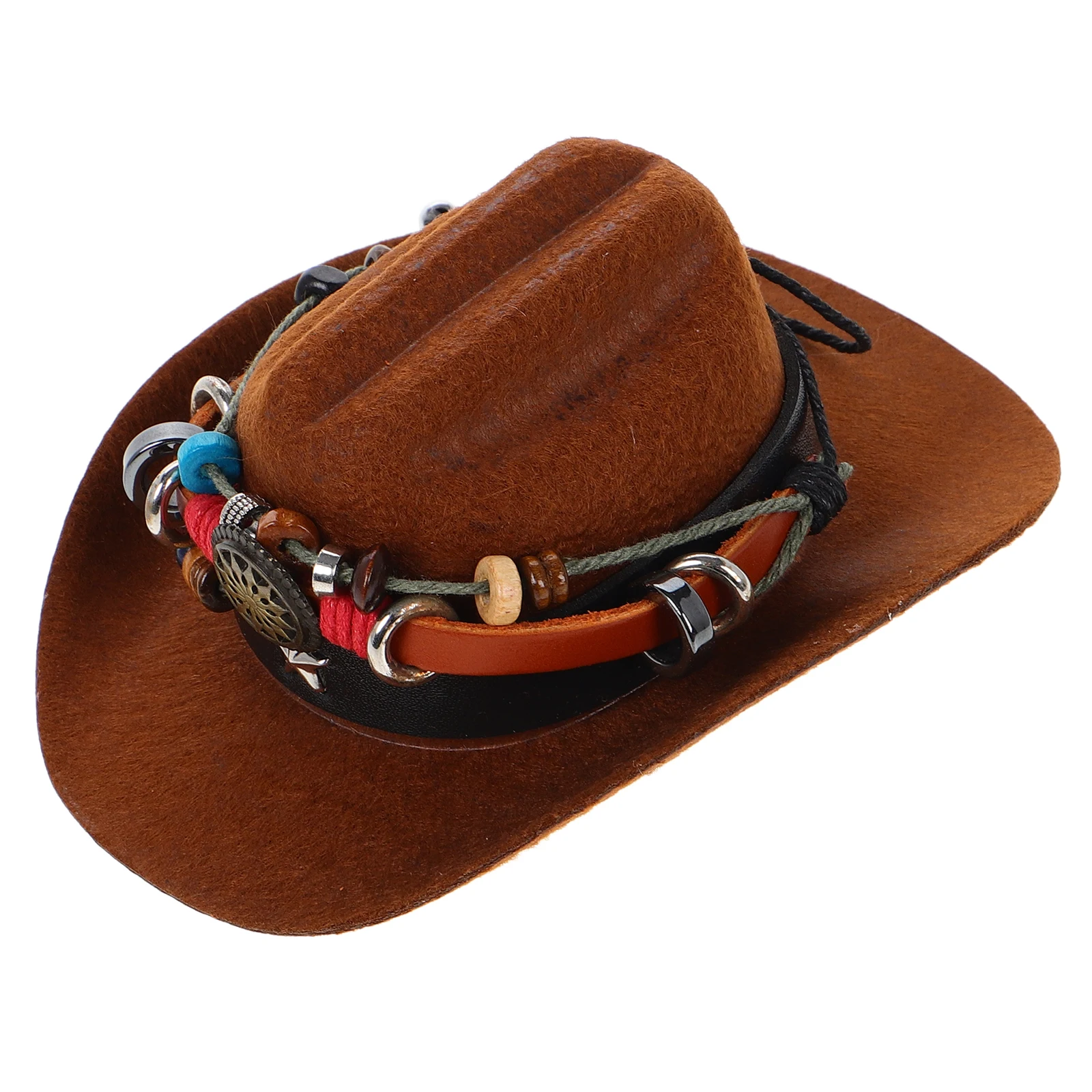 

Cowboy Hats Car Interior Decoration Handmade Western Style Mini Hat Ornament for Rearview Mirror Compatible with Nomi Robot Car