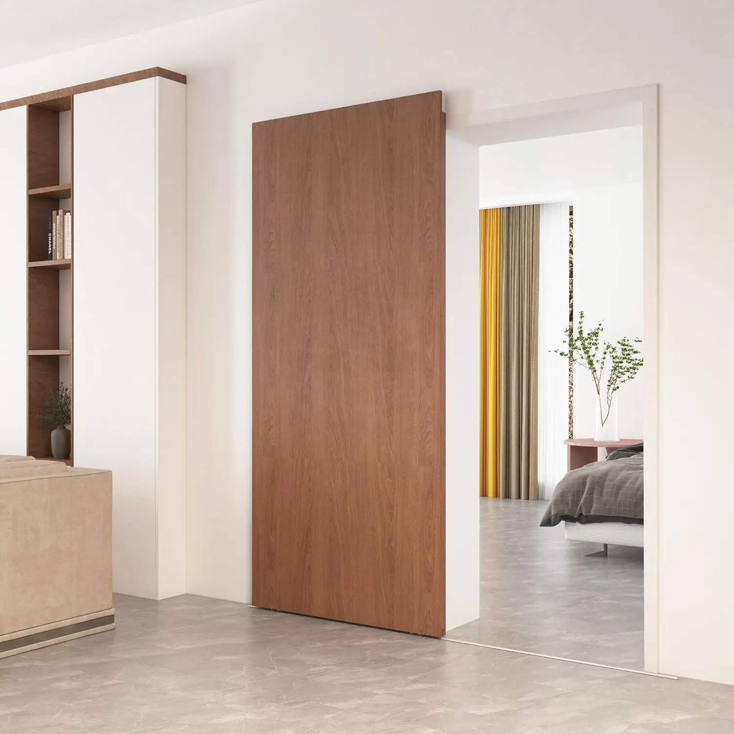 

Комплект скрытой фурнитуры для раздвижных дверей DIYHD 38 дюймов (96,5 см) с системой плавного закрывания и настенным креплением, для дверей шириной до 30 дюймов (76 см)