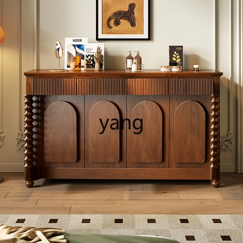 Yhl Horse Column Sideboard Cabinet Solid Wood Chest of Drawers Multi-Functional Wall Side Cabinet Household Entrance et