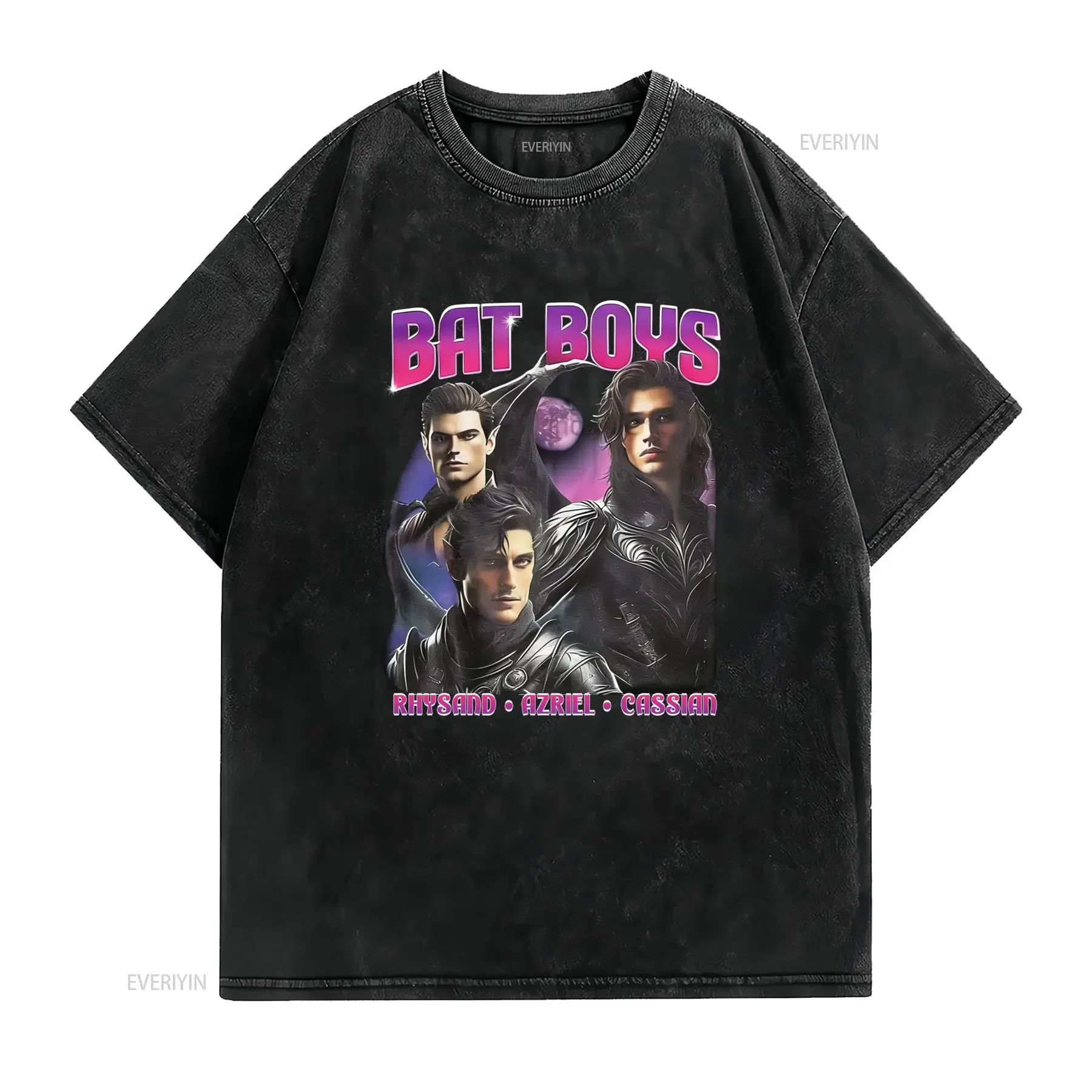 Men'S Vintage ACOTAR Bookish The Night Court Illyrians T Shirt Bat Boys Bootleg Design with Rhysand Cassian Azriel vintage