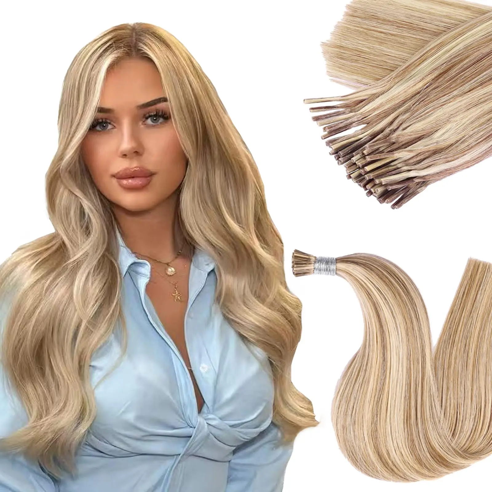 100-human-hair-i-tip-weft-20inch-straight-4-p8-613-hair-wig-increase-fullness-style-change-daily-wear-wholesale-dropship
