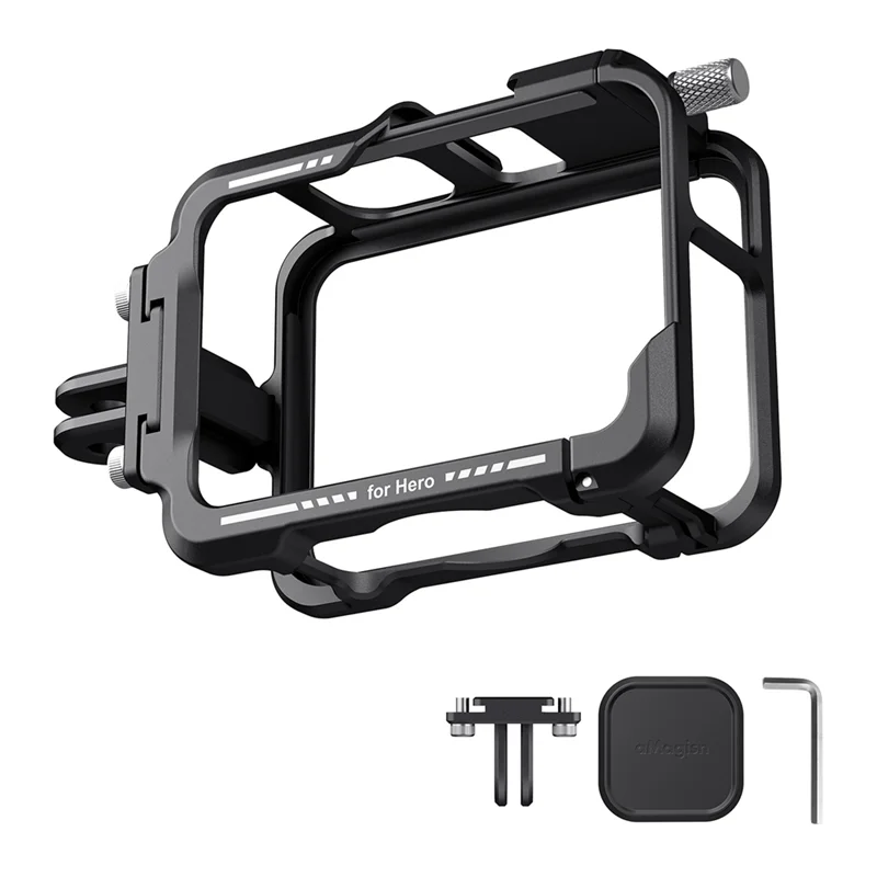 AMAGISN Capa protetora de sapata fria com gaiola de metal para câmera com capa de lente de silicone para Gopro Hero 13/12/11/10/9