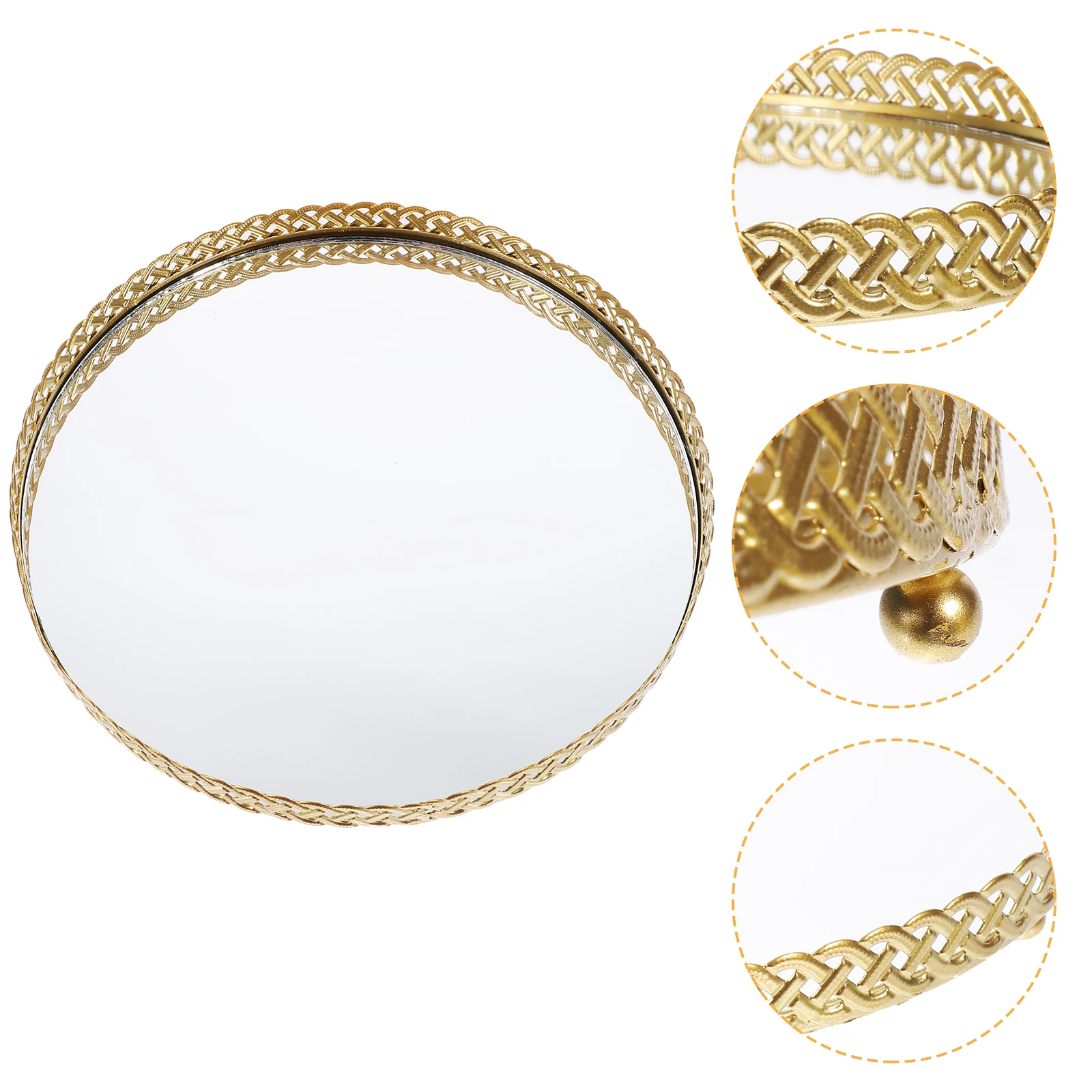 

Jewelry Storage Tray Jewelry Plate Perfume Trays Organizer Dresser Iron Decorative Tray for Rings Necklaces