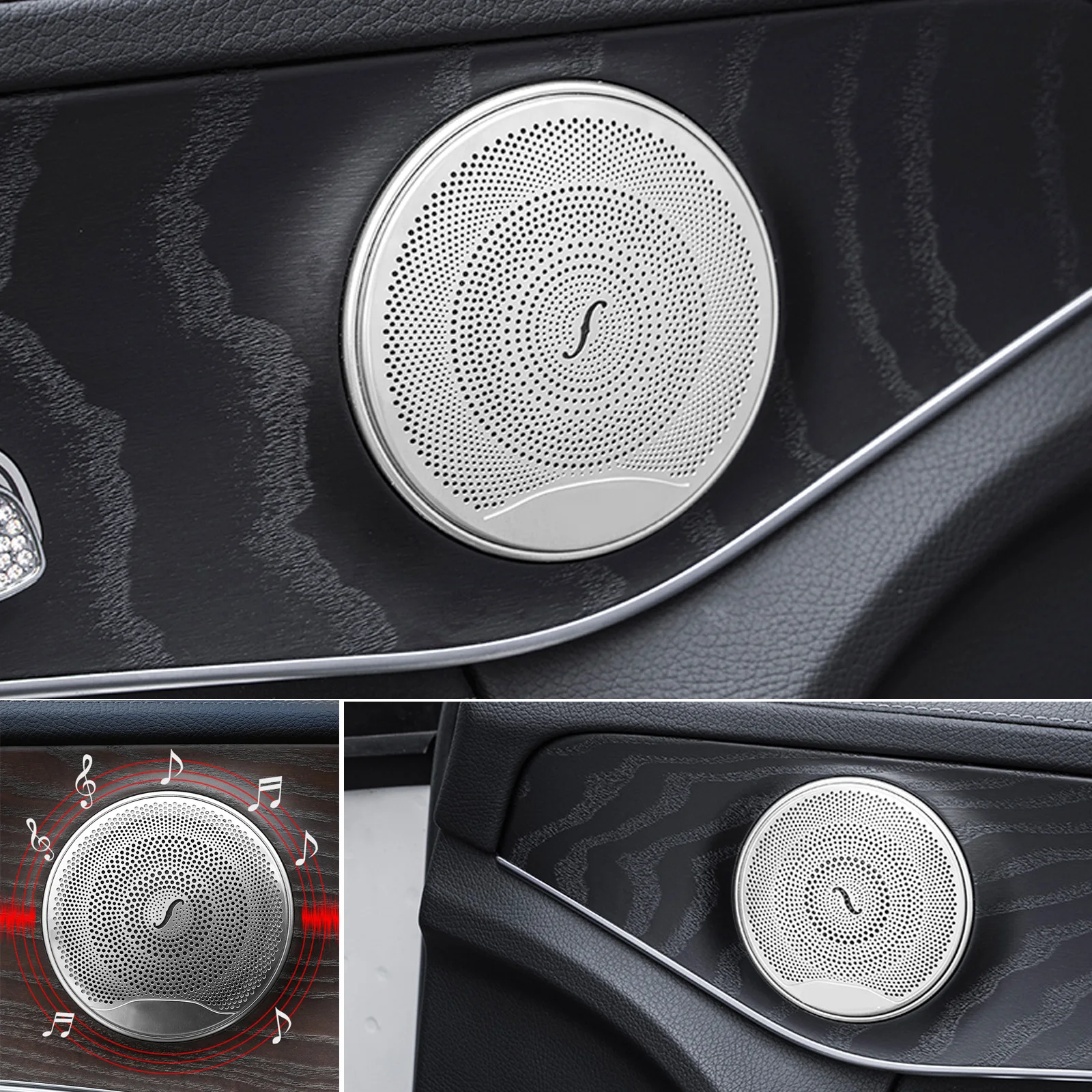 4PCS For Mercedes Benz W213 W205 X253 E C GLC Class Car Door Audio Cover Speaker Decor Loudspeaker Trim Interior Accessories