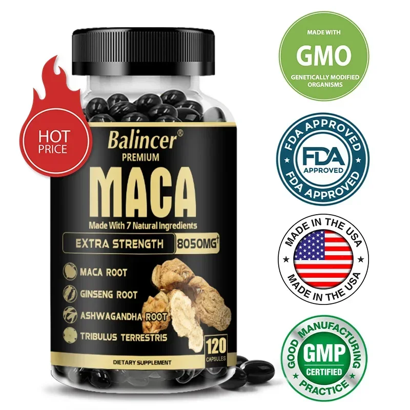 Organic Maca Root - with Panax Ginseng - Helps Provide Strength and Endurance During Workouts and Improves Mental Focus