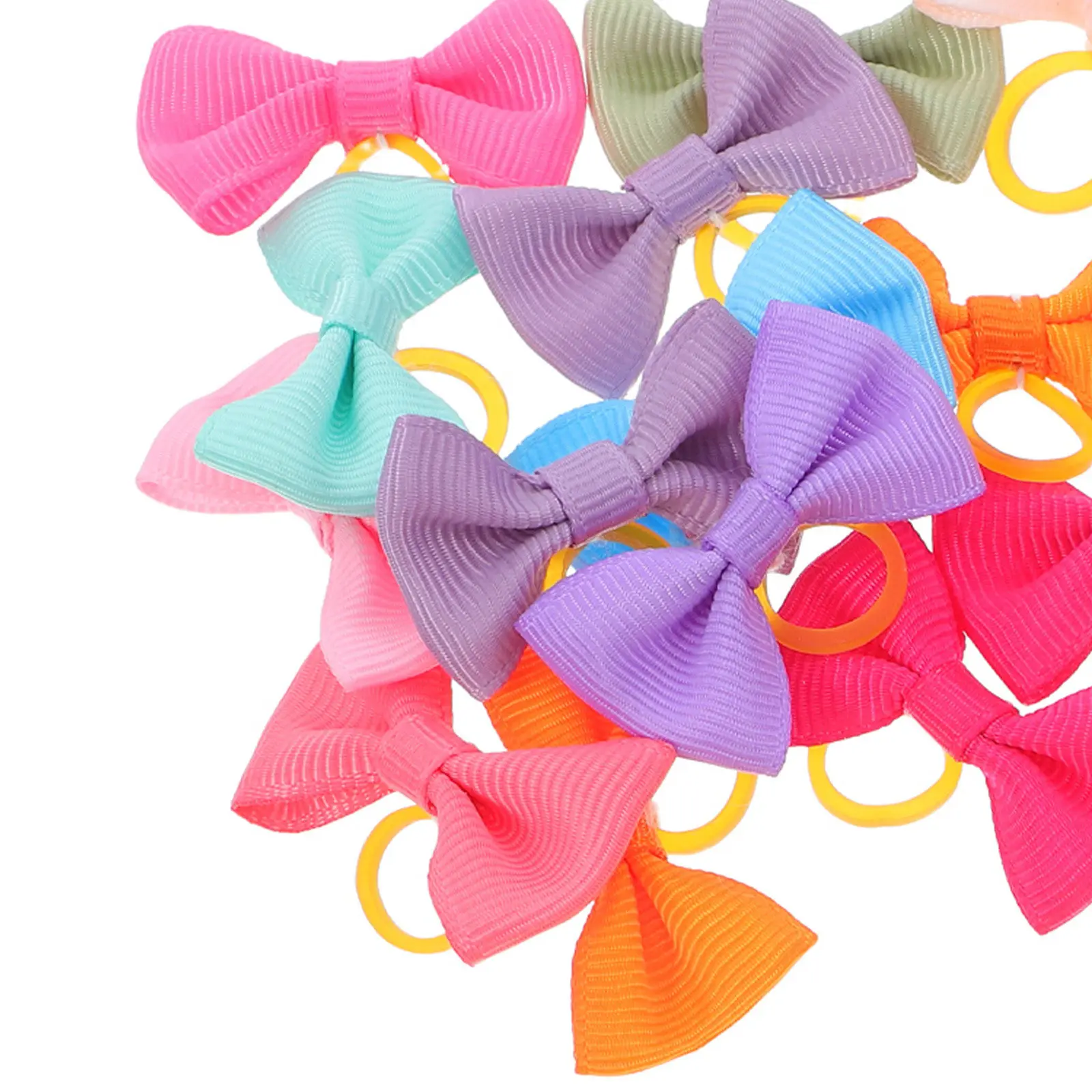 20Pcs Multicolor Pet Hair Ties Bowknot Elastic Bands for Cats Dogs Stylish Comfortable Durable Adjustable Hair Accessories