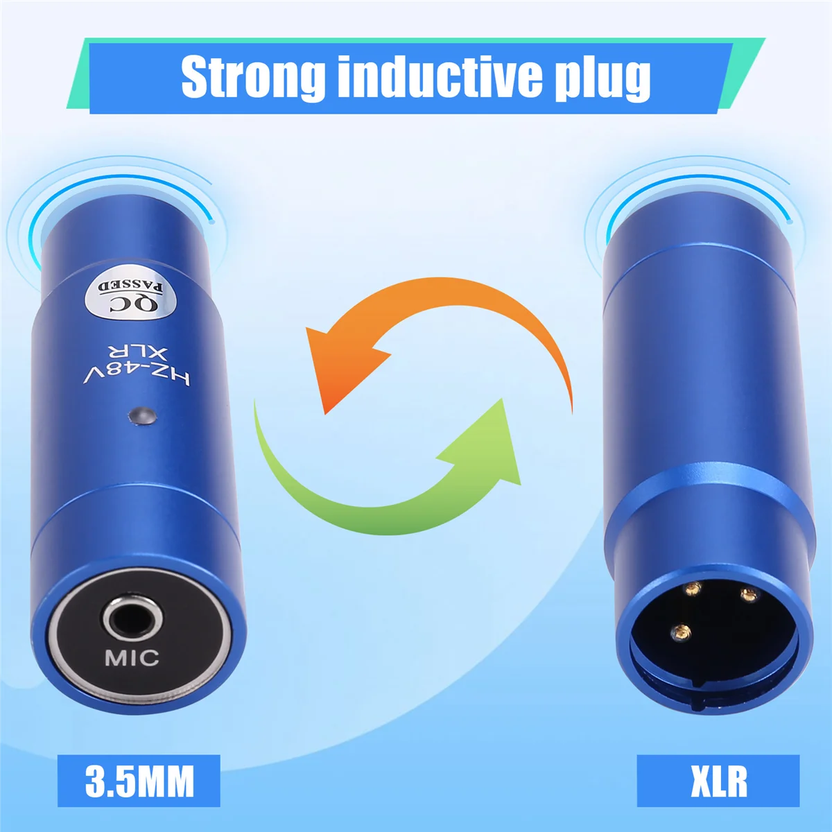 A56XQ Phantom Power Adapter ระบบไมโครโฟนเครื่องผสมเสียงสําหรับคอนเดนเซอร์ Mic 48V XLR อะแดปเตอร์ไมโครโฟน 3.5 มม.สีฟ้า