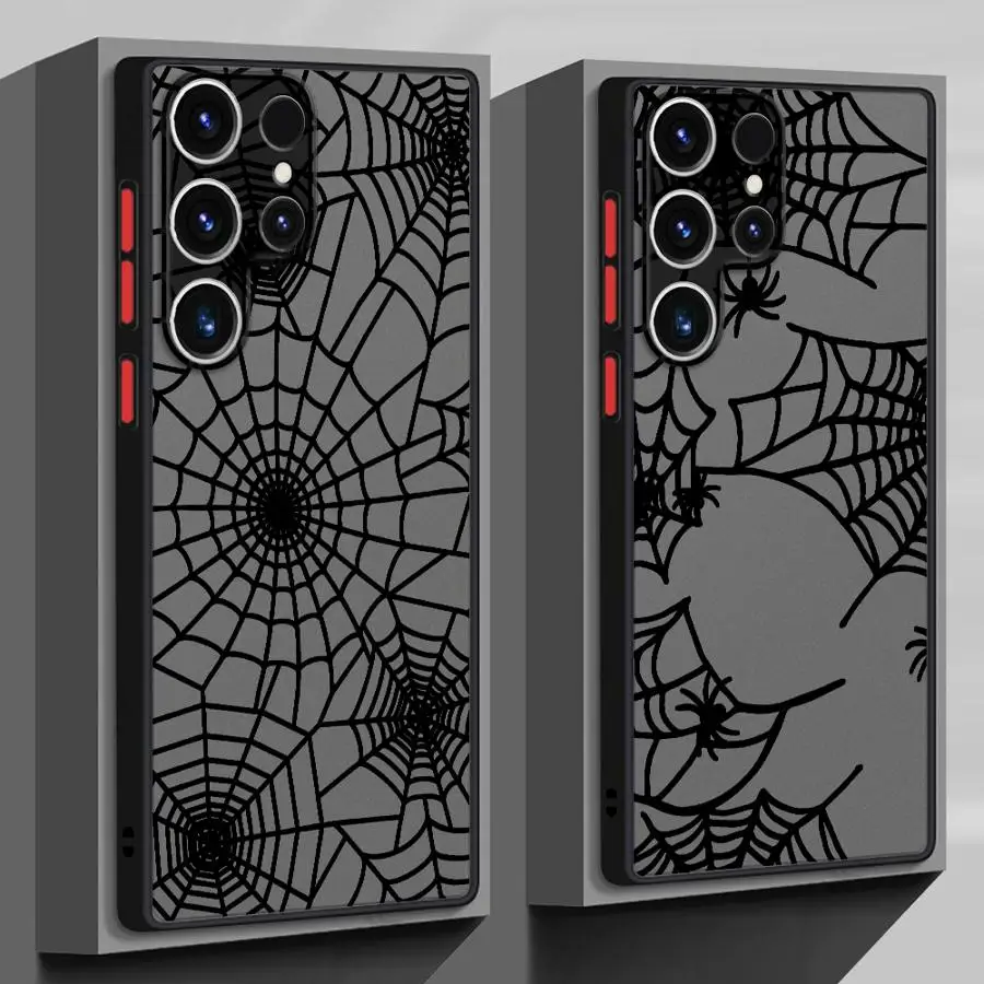 Phone Cover Case for Samsung Galaxy S26 S24 Plus S21 Note 20 Ultra 10+ S25 Ultra S23 FE S20 S22 Black Sipider Web
