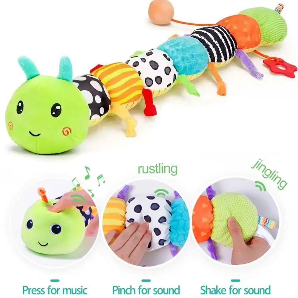 

Rattle Musical Caterpillar Worm Soft Infant Plush Toys Educational Interactive Sensory Toy for Kids Cute Tummy Time Toys