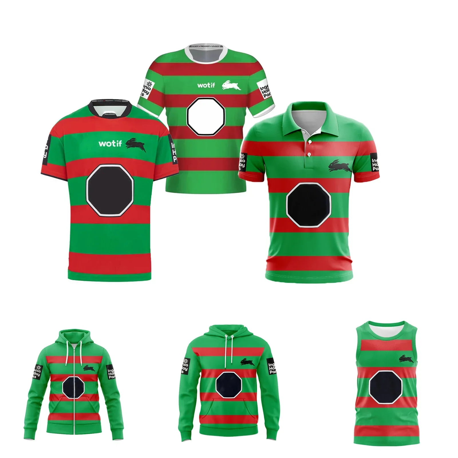 

South Sydney Rabbitohs 2024 Men's Replica Home/Away Rugby Jersey Hoodie Vest Customize