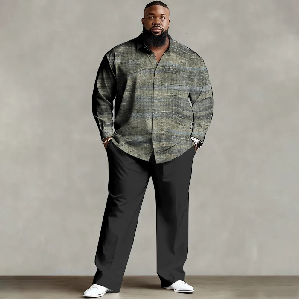 

Комплект мужской рубашки больших размеров S-9xl: Texture Charm — дышащая ткань, гладкая текстура из переплетения добби, устойчивая к морщинам,