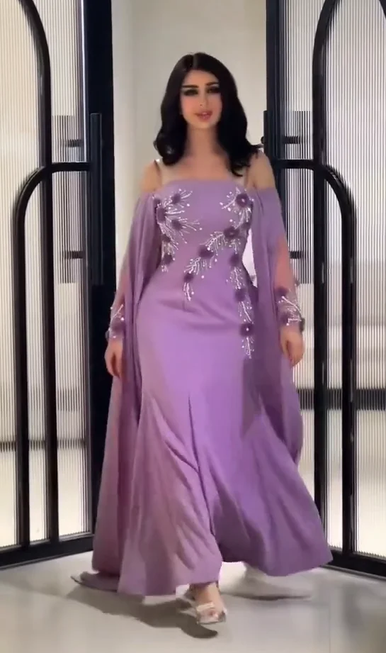 Customized Dusty Purple Satin Mermaid Prom Dress Long for Arabic Women 2025 Off the Shoulder Beading Flowers Formal Evening Gown