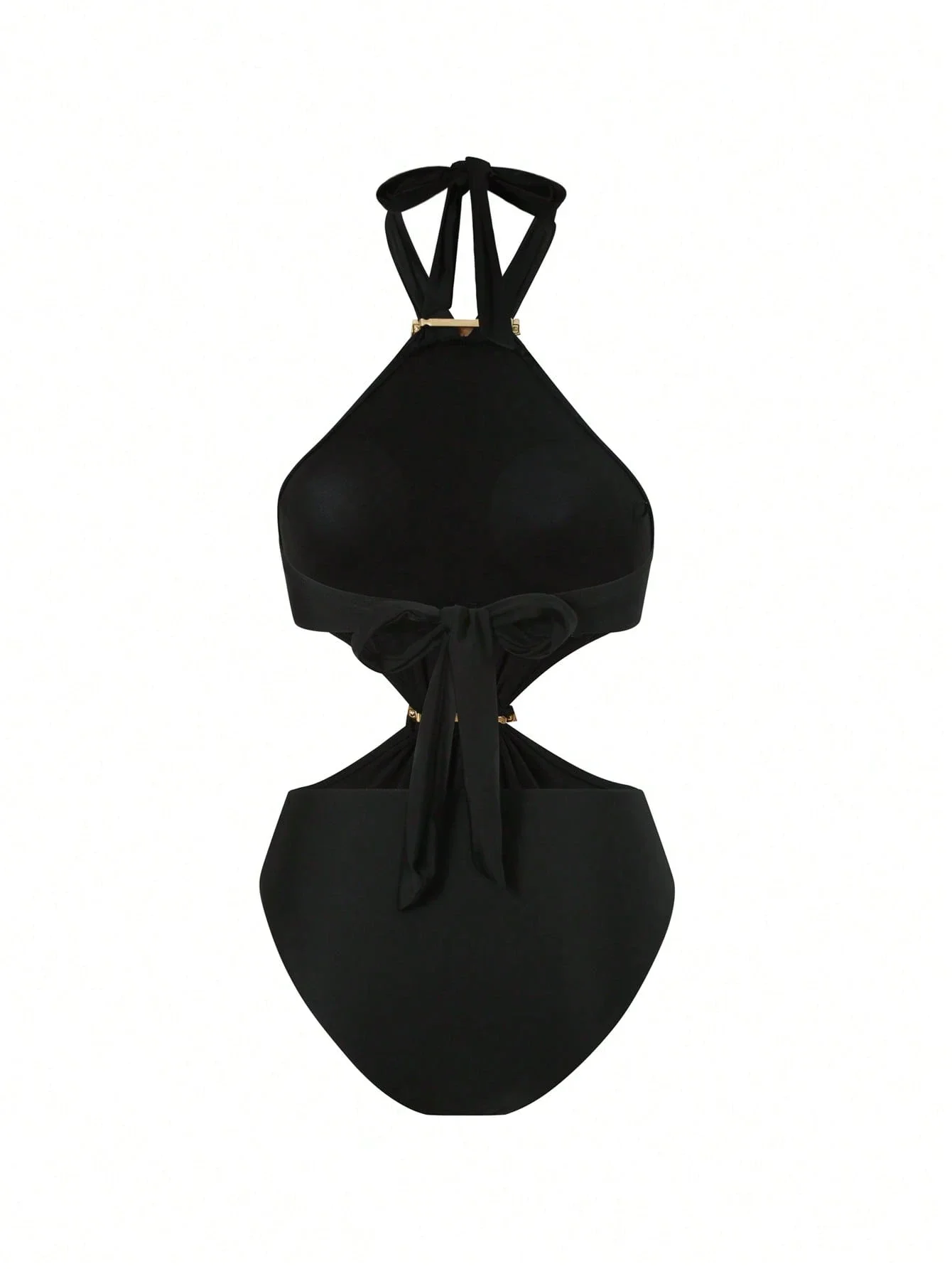 

Women's Halter Neck Cut Out One Piece Swimsuit With Tie Back Detail Elegant
