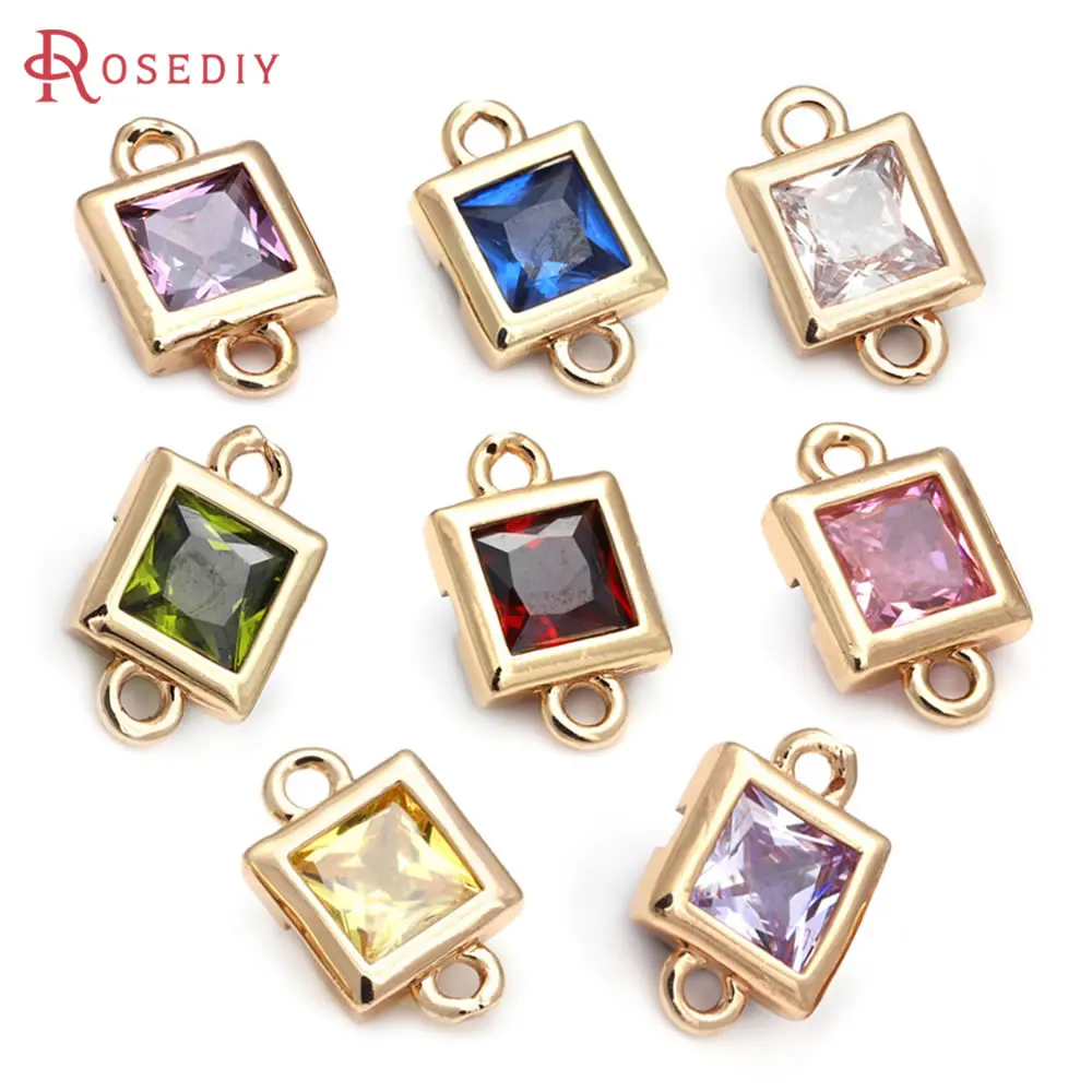 10PCS 18K Gold Color Square Connect Charms Pendants Necklace Earrings Diy Jewelry Accessories Rosediy Official Store