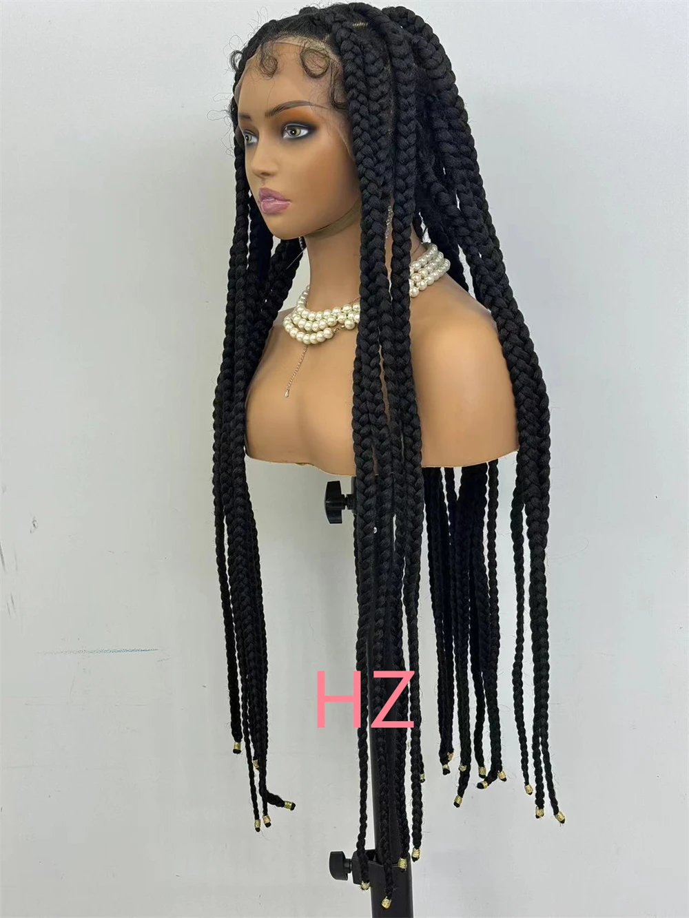 HZ Синтетические полные кружевные плетеные парики без узлов, твист-косички, парики для чернокожих женщин, прямой кружевной передний плетеный парик с