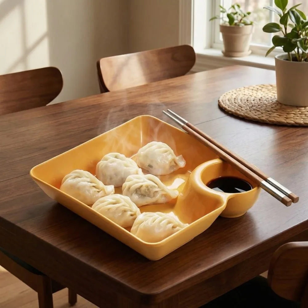 10Pcs Plastic Chips Dip Plates Square Reusable Serving Platter Set Sauce Compartment Stackable Divided Plates Party Plates