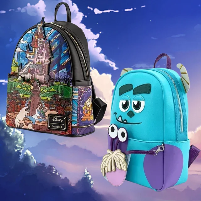 

Beauty and The Beast Women Backpack Loki Baby Yoda Lady Bags Toy Story 3 Alien PU Leather Double Strap Shoulder Bag Purse