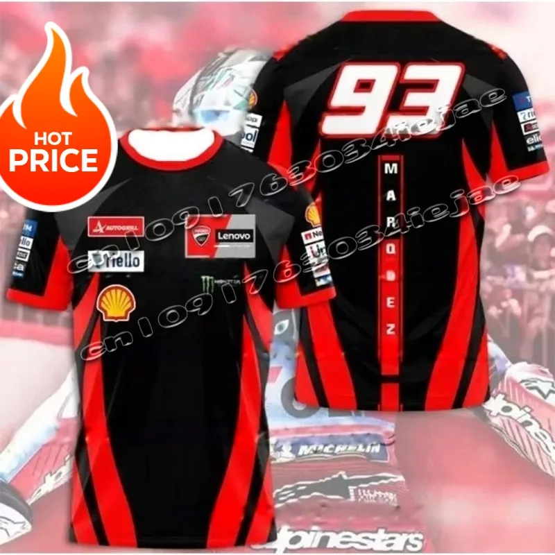 

2025Men And Women Motorcycle Loose Race Short Sleeved T-Shirt Summer Breathable Quick Drying Size 93 Printed Short Sleeved Shirt