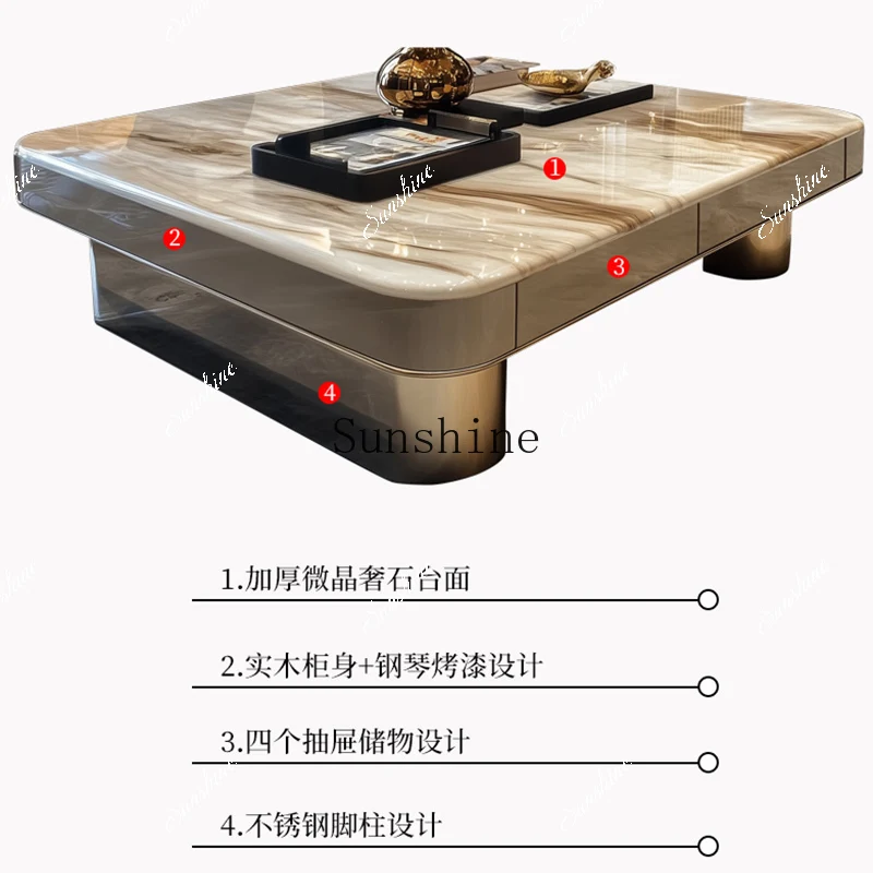 

Large living room household marble light luxury simple high-end coffee table 1.5 FT