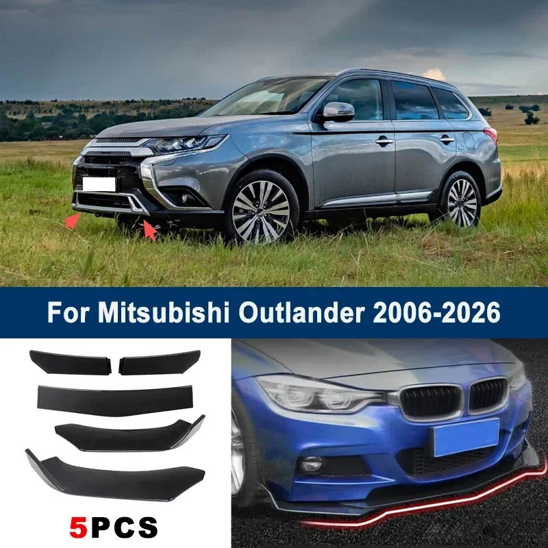 

5Pcs Adjustable Sectional Front Bumper Lip Spoiler Splitter For Mitsubishi Outlander 2006-2026 Car Exterior Modification Parts