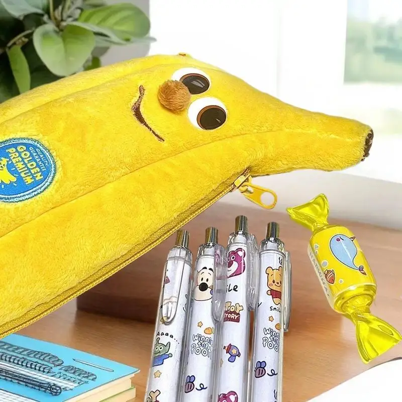 1PC Cute Cartoon Banana Pencil Case, Plush Storage Bag, Makeup Bag, Creative And Humorous Gift, Stationery Bag For School