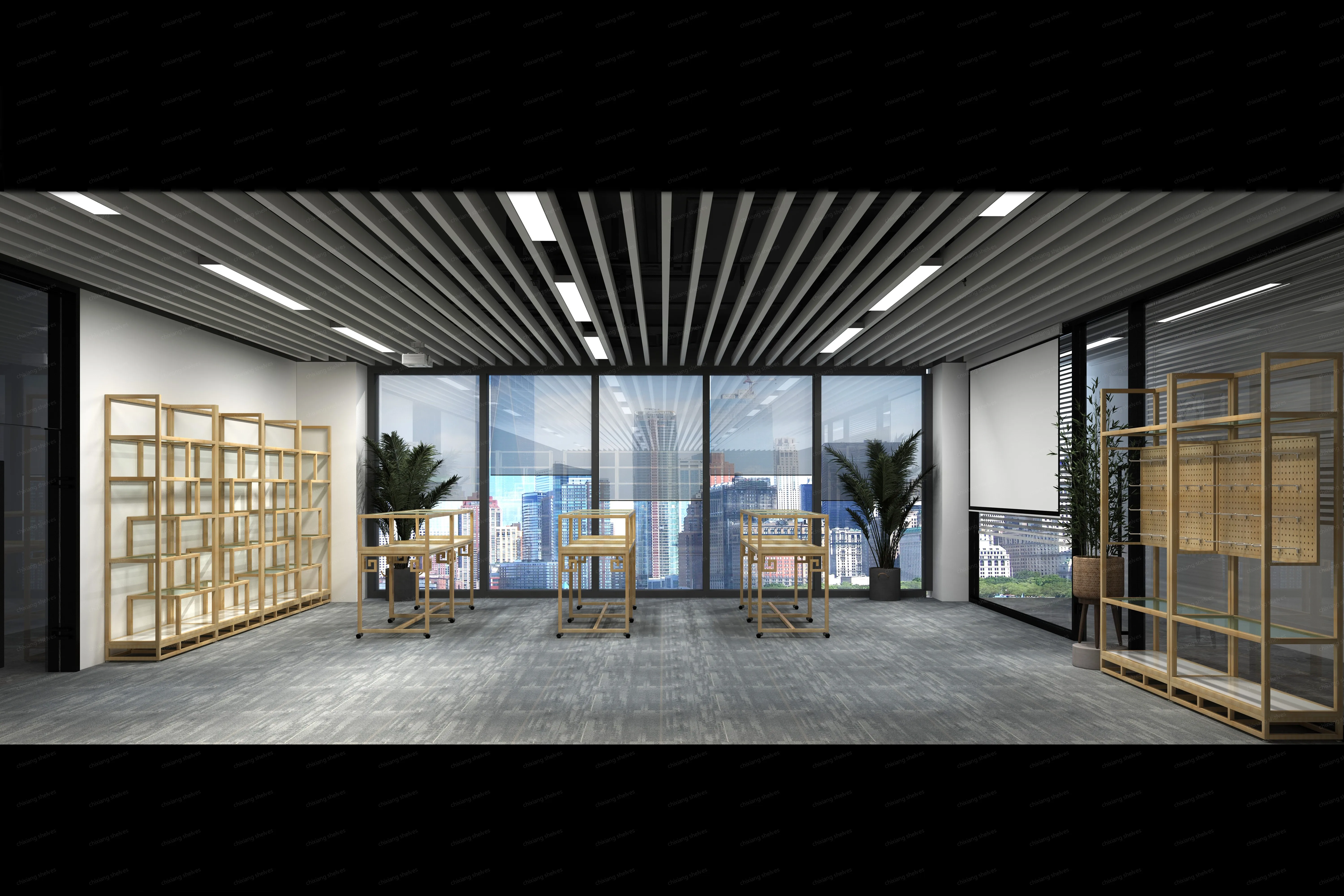 ตู้โชว์กระจกนิรภัยแบบกำหนดเองสำหรับงานแสดงสินค้าสุดหรู สำหรับสร้อยคอ สร้อยข้อมือ เครื่องประดับ อัญมณี และหยก