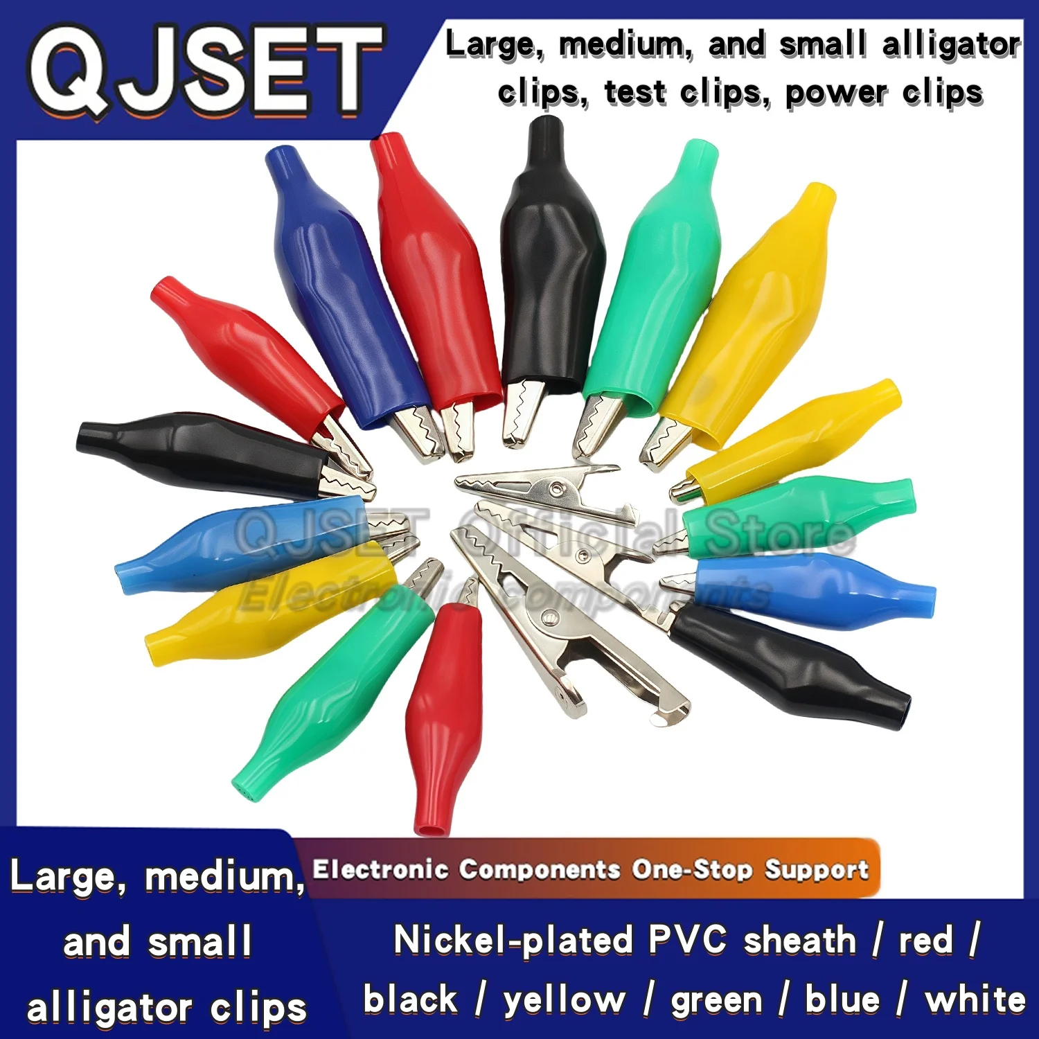 20pcs 28/35/45mm Metal Alligator Clips G98 Electricians Clamp Lab Test Probe Meter Folder Black Red Sheath Clips For Car Battery