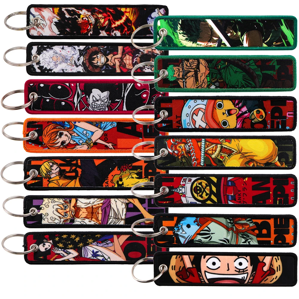 Cool Japanese Anime Men Key Chain for Cars Embroidery Key Fobs Holder Key Tag Key Ring Key Accessories Fans Gifts