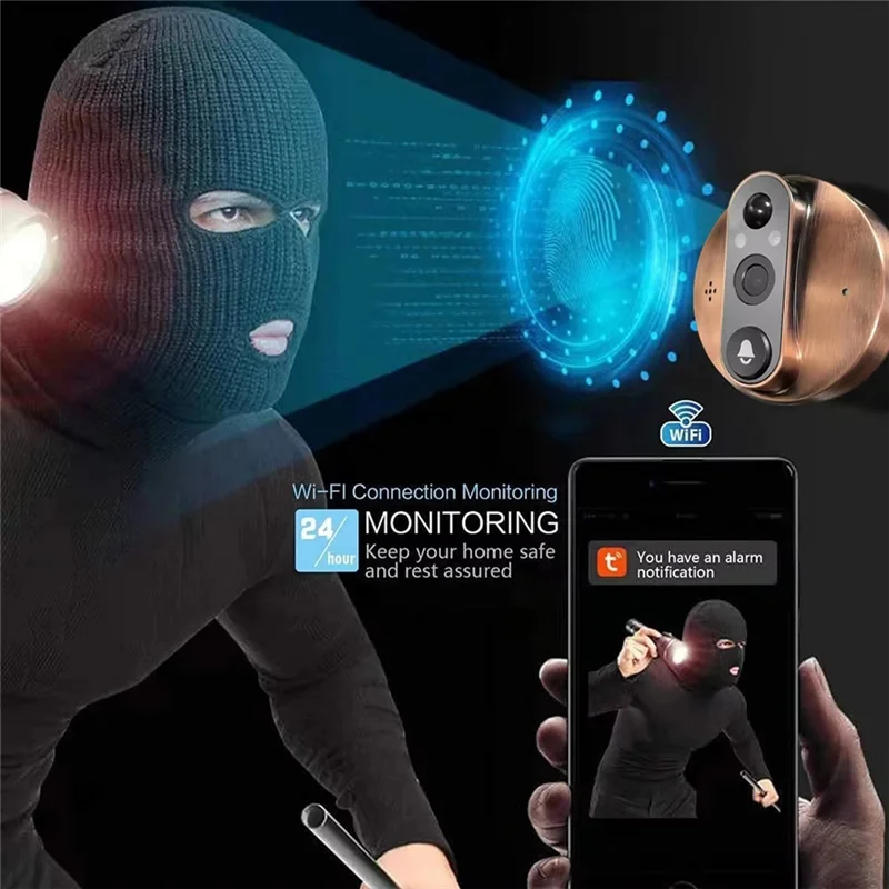 3MP Smart Life Tuya FHD Wi-Fi дверной звонок камера-глазок 5000 мАч батарея PIR детектор движения ИК-волшебный цифровой просмотрщик