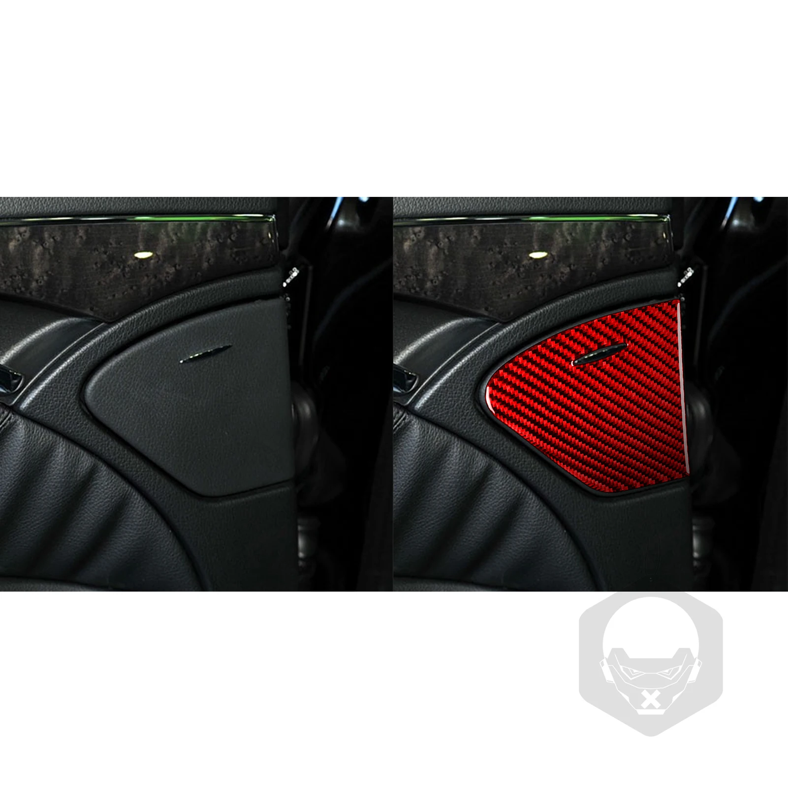 For Benz E-Class W211 2003-2009 Car Door Ashtray Set Red Real Soft Carbon Fiber Car Interior Accessories Decoration Stickers