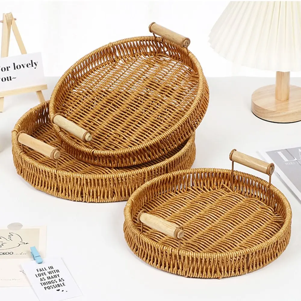 Round Woven Rattan Serving Tray 2