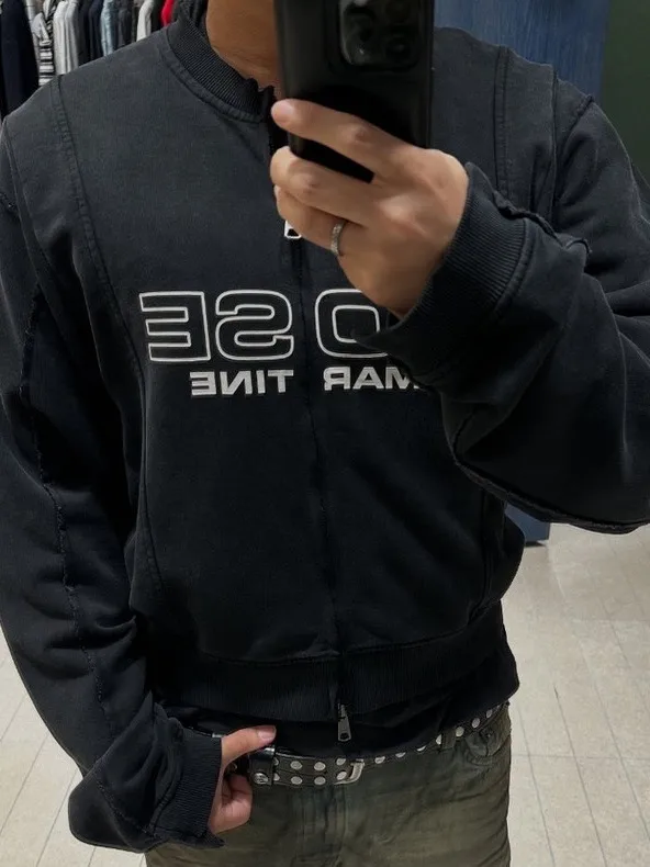 

Loose Fit Waed Letter Print Long Sve Sweatirt ex Casual Comfortable Cotton Crew Ne Zipper Closure Sweatirt