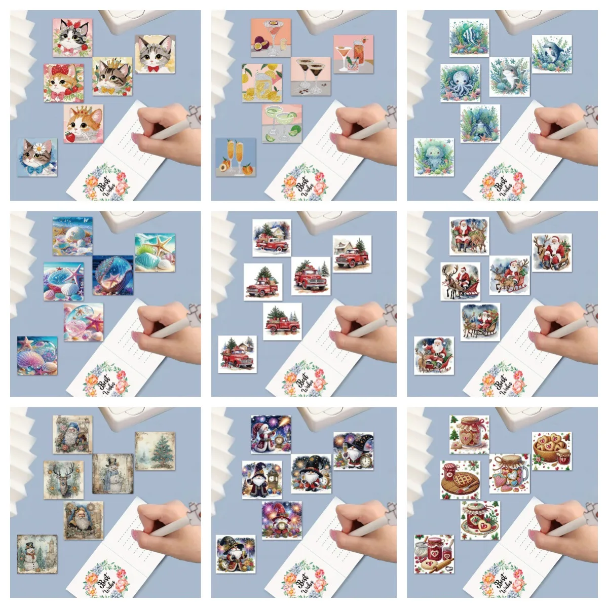 

Hot Selling DIY 6Pcs Diamond Painting Greeting Card Multi-Style Birthday Gift Animal Comics New Arrival Cartoon