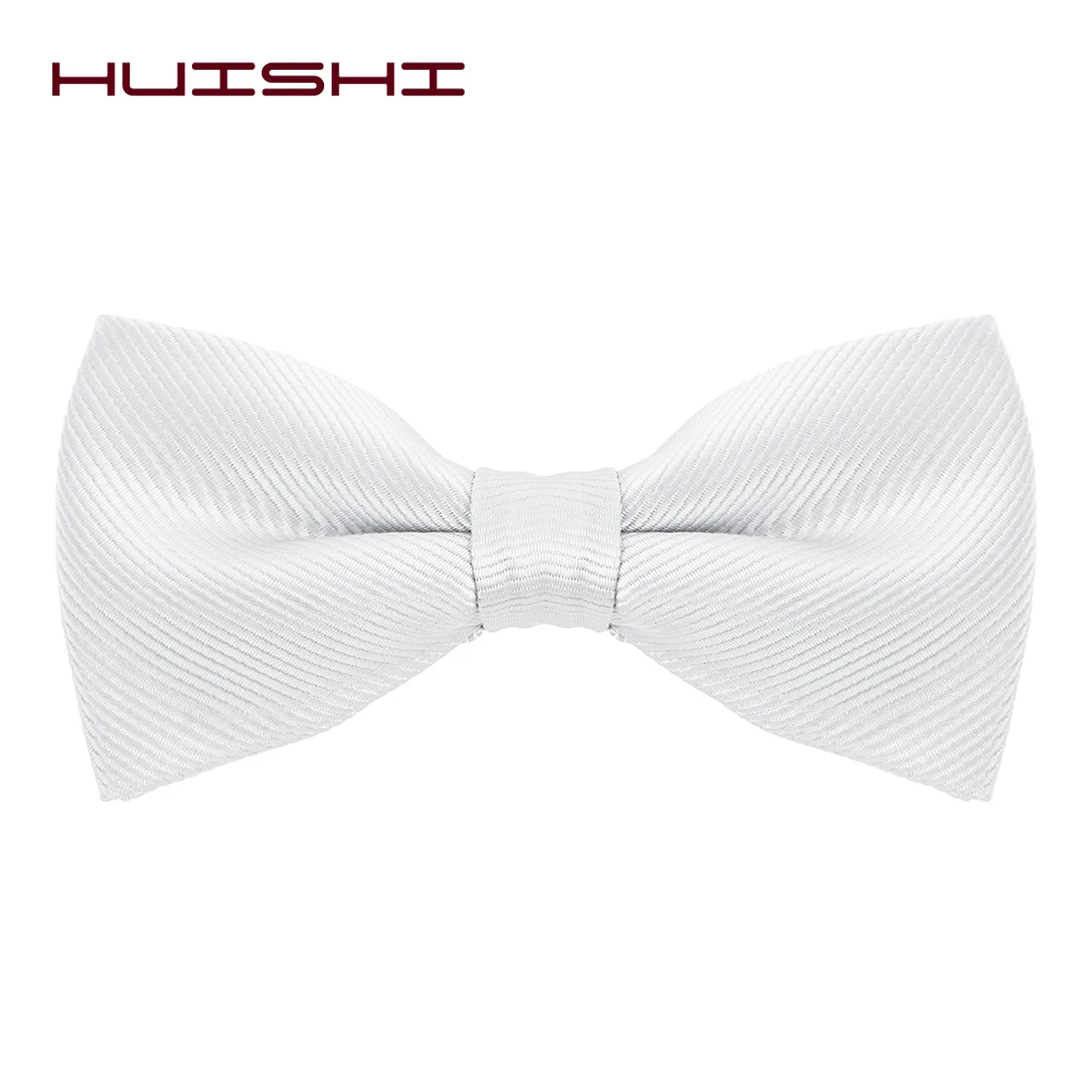 HUISHI Fliegen für Männer, solide Streifen, schwarze Perle, weiße Fliege, elegante Herren-Business-Hochzeit, Party-Zubehör, Schmetterlingsschleife – Detail 9