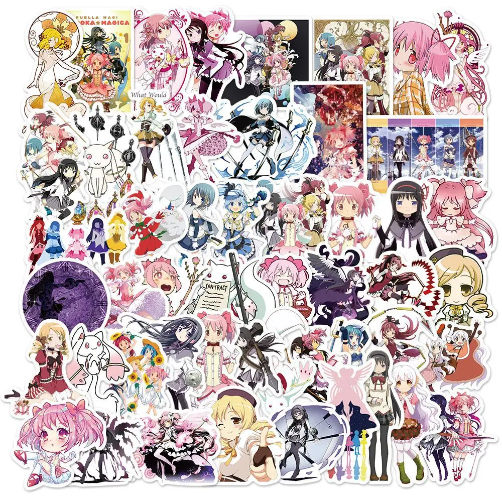 50Pcs Anime Puella Magi Madoka Magica Stickers Girls Decal Suitcase Graffiti Laptop Luggage Cartoon Stickers Scrapbook Kids