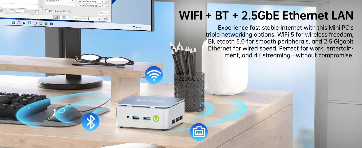 GMKtec G10 AMD Ryzen 5 3500U Mini PC Dual Channel DDR4 2400MT/s NVMe SSD Win 11 Pro WiFi BT 2.5Gbps LAN Desktop Office Computer