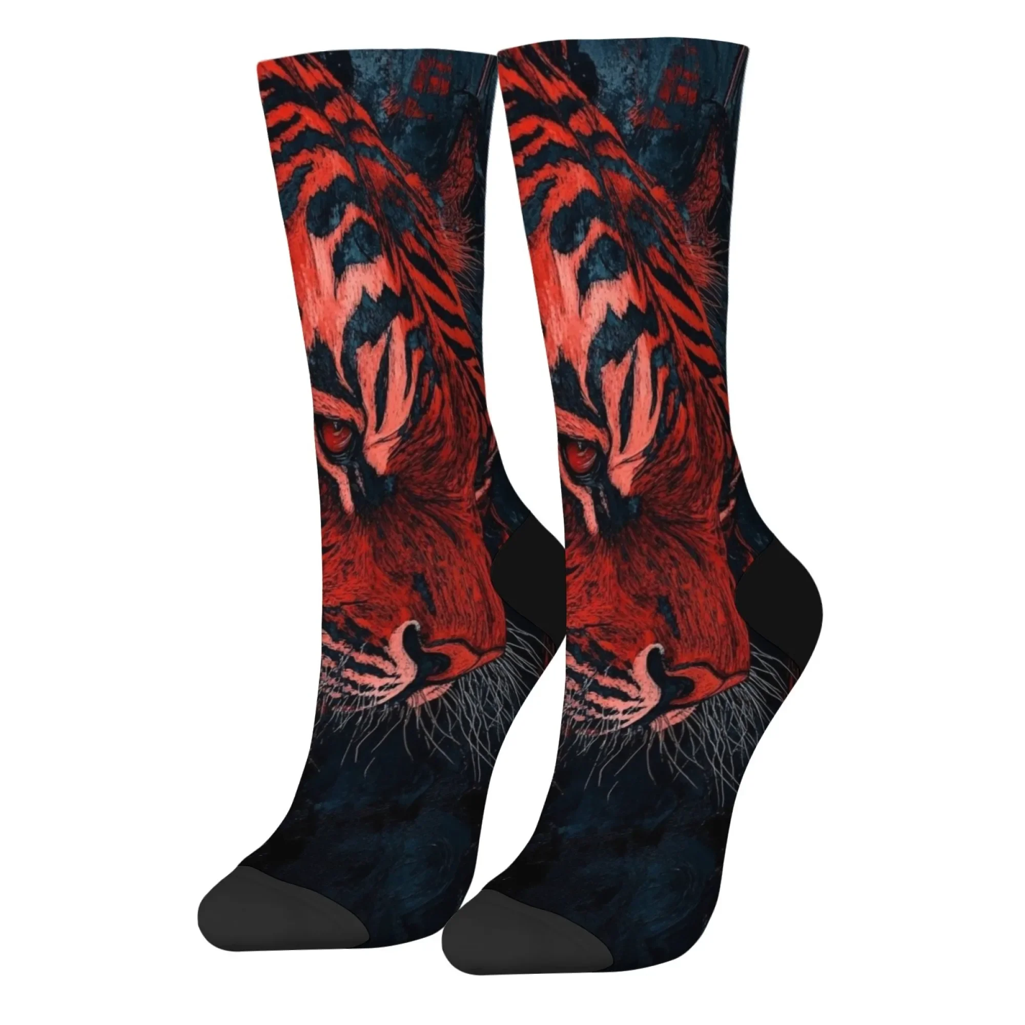 Calzini con stampa tigre di tendenza da strada, comodi calzini sportivi casual da uomo, novità interessanti, adatti a tutte le stagioni