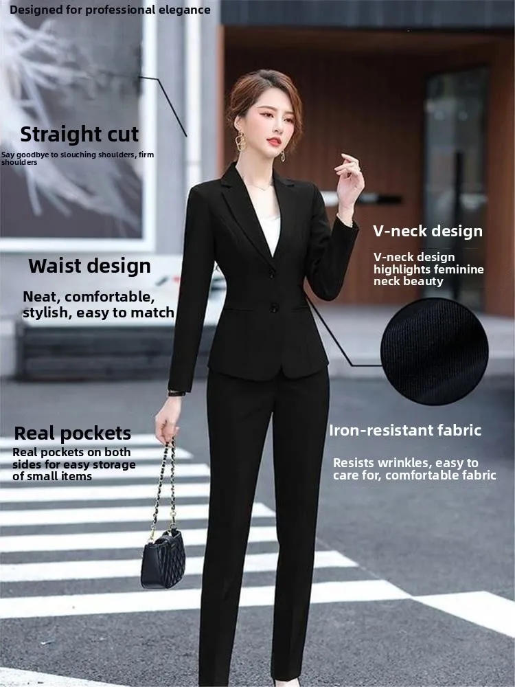 

Черный костюм Jaet, женская рабочая одежда для интервью, отель, orm Карьер, официальная одежда, Cleanfit Sle Long Sve