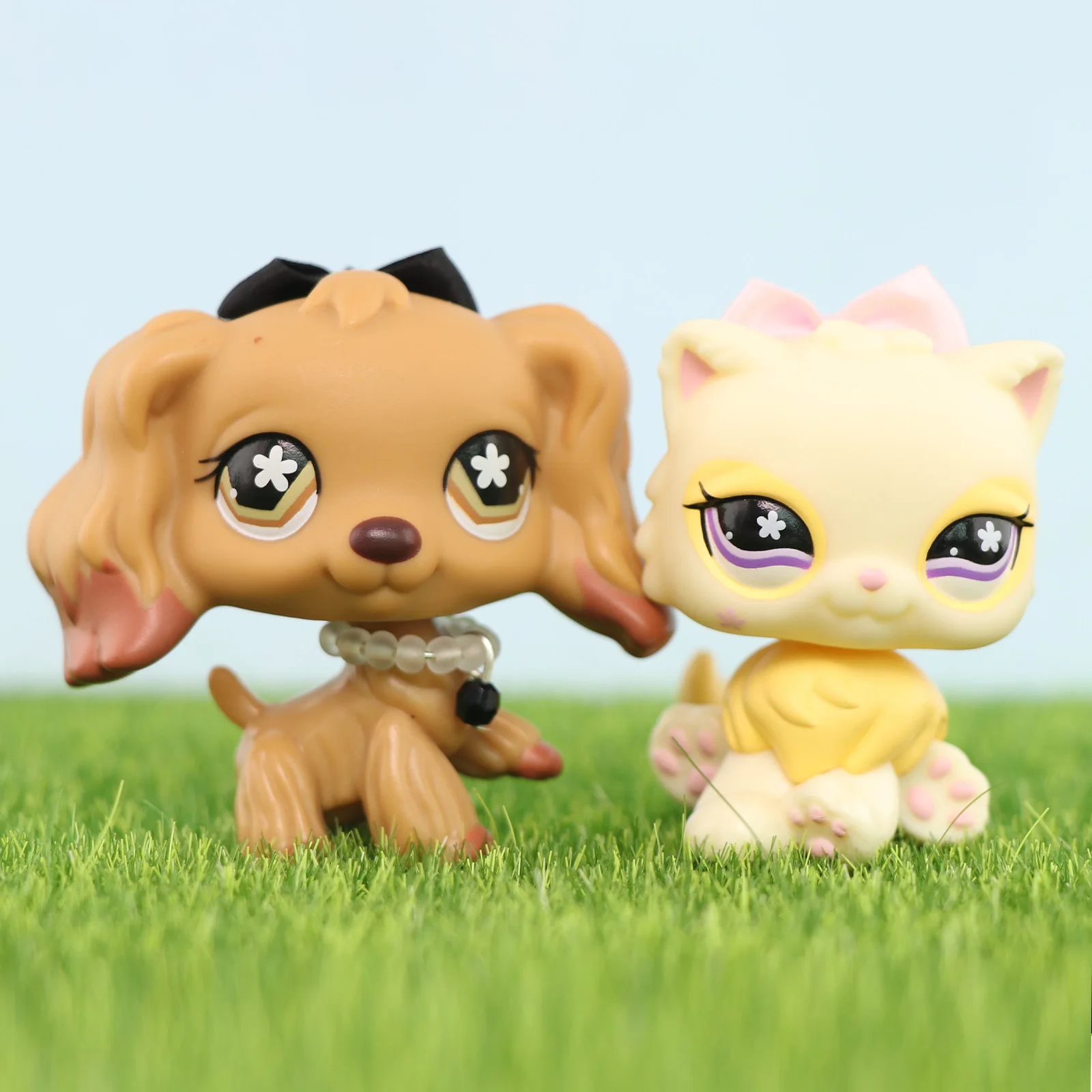 

2 pcs Toys Minilpsshop Big Eyes Bobble Head Toys Persian Cat #763 Cocker Spaniel #716 Gifts for Children For lps