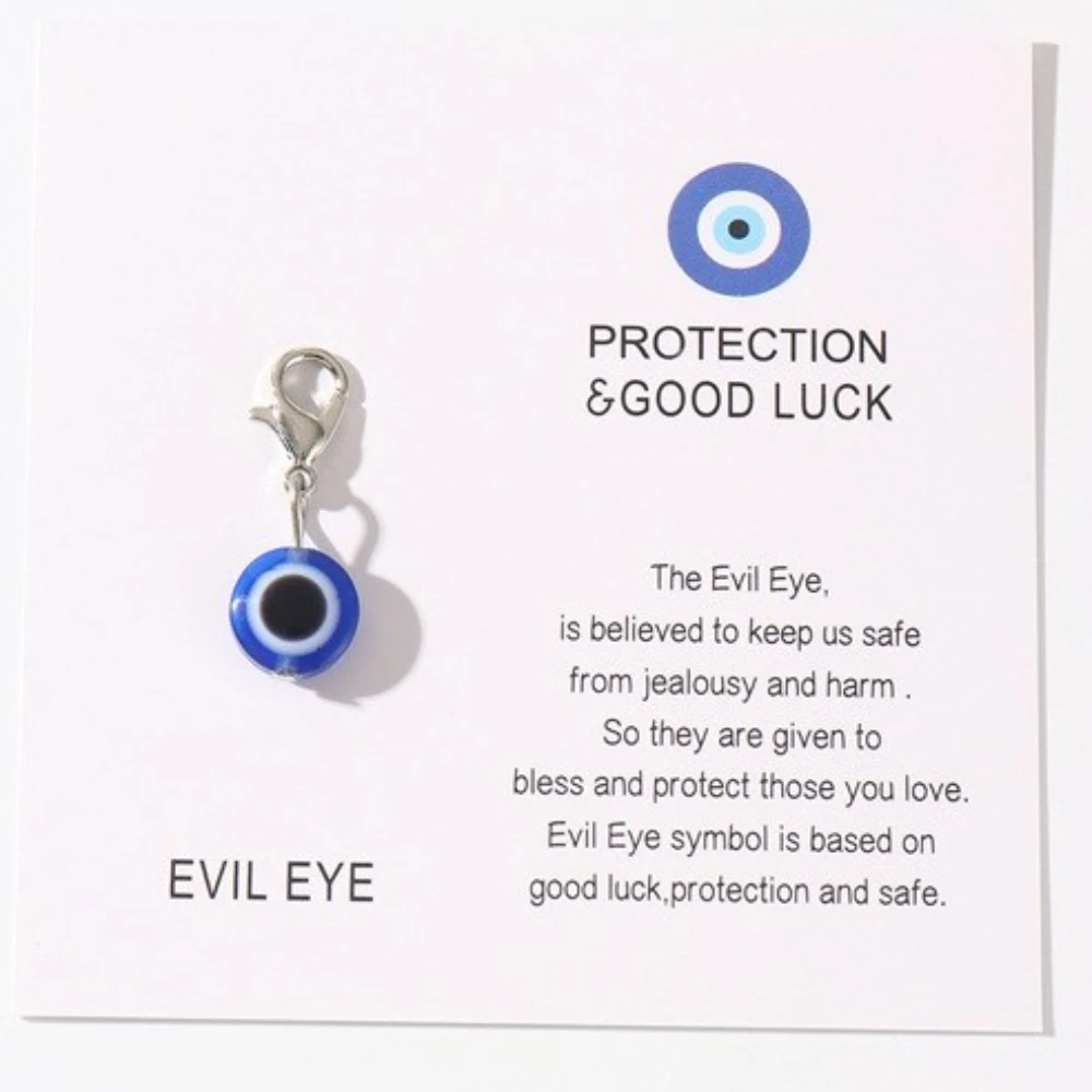 15 piece fashionable key chain Blue Turkish Evil Eye Key Chain Resin Blue Eye Pendant Amulet Lucky Card Key Ring